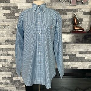 Chatham Chino Company Plaid Blue Shirt Men’s Size L